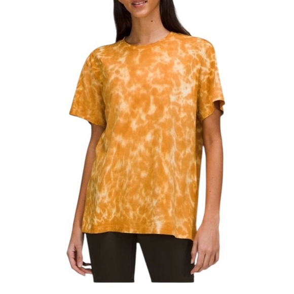 Lululemon All Yours Cotton T-Shirt Tie Dye Marmoleado Lemon Chiffon Brown Sugar - Picture 1 of 5
